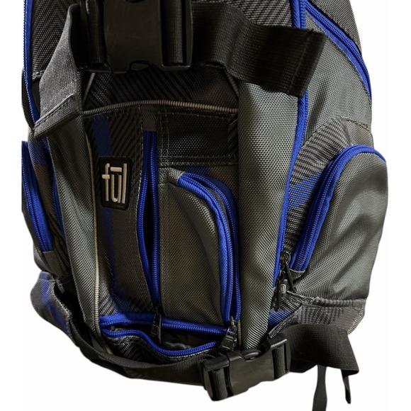 FŪL‎ Overton Backpack 20" Gray Blue Audio Port  Padded Vented Back Panel - Picture 6 of 14